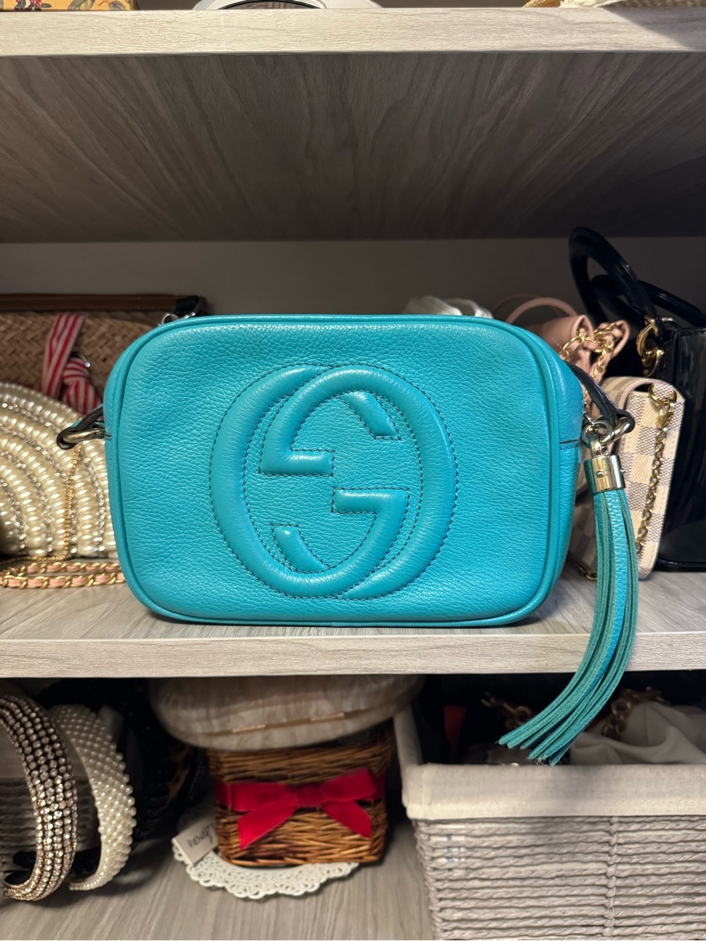 Gucci Soho Leather Disco Bag in Turquoise